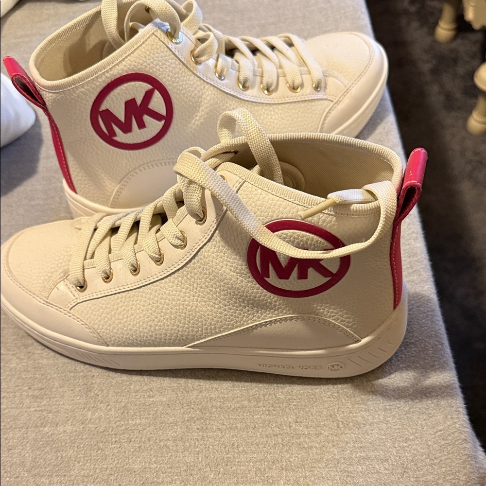 Michael Kors Cream and Pink Athletic Shoes